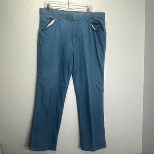 Vintage‎ Wrangler Jeans Mens 40x30 Blue Denim Cottom Hook Front Straight Leg